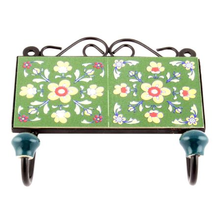 Forest Green And Yellow Tiny Flower Tiles Hooks